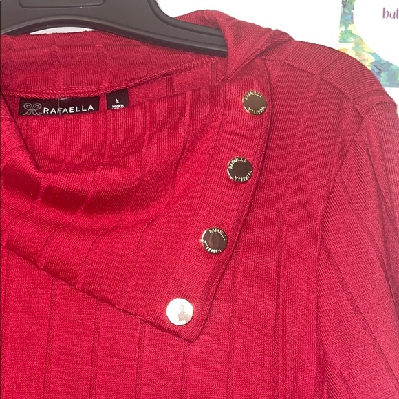 Rafaella Red Ribbed Long Sleeve Blouse - Picture 5 of 6